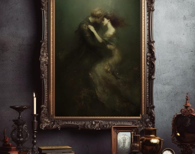 MERMAID AND PRINCE Wall Art (20 x 30), Gothic Mermaid Wall Art, Romantic Mermaid Print, Mermaidcore Print, Fantasy Mermaid, Gift for Her