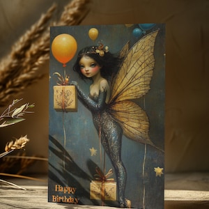 FEE GEBURTSTAG POSTKARTE, Fee Geburtstagskarte, Fantasy Geburtstagskarte, wunderliche Geburtstagskarte, Fairycore Geburtstagskarte, Geschenk für Sie, Fantasy