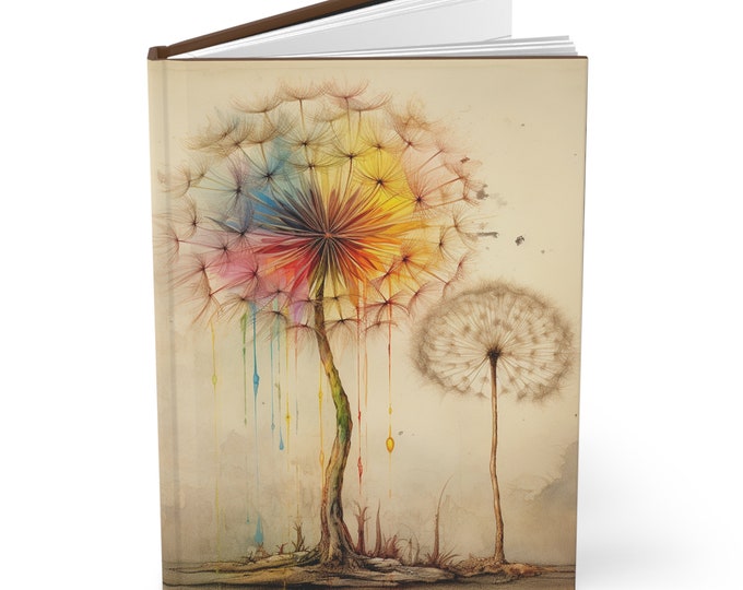 RAINBOW DANDELION JOURNAL, Dandelion Notebook, Cottagecore Notebook, Fairycore Notebook, Fairycore Journal, Gay Pride Notebook