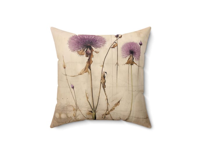 Dandelion Pillow, Violet Pillow, Wildflower Pillow, Wildflower Cushion, Cottagecore Pillow, Fairycore Pillow, Cottagecore Room Accent