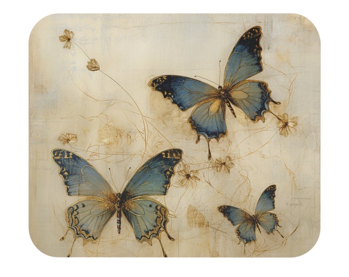 BUTTERFLY MOUSE PAD, Cottagecore Mouse Pad, Shabby Chic Mouse Pad, Fairycore Mousepad, Butterfly Lover Mouse Pad
