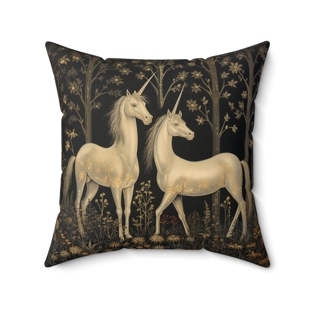UNICORN PILLOW, Unicorn Cushion, Unicorn Tapestry Pillow, Fantasy