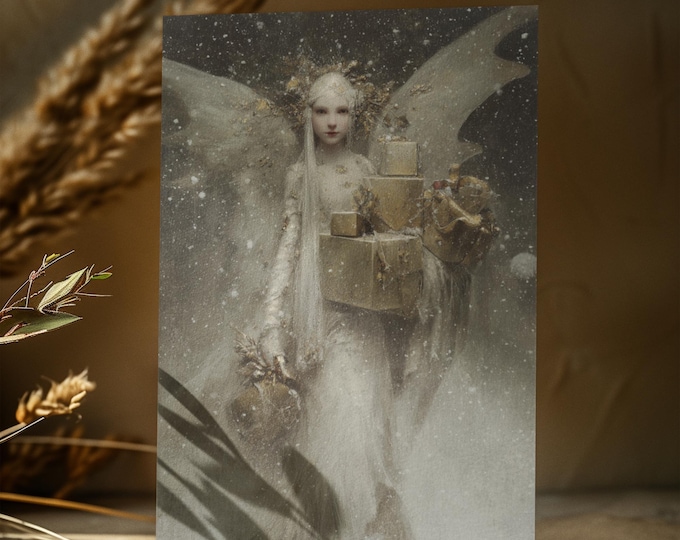 FAIRY CHRISMAS Card (One Sided 5 x 7), Fairy Christmas Card, Angel Christmas Card, Fantasy Christmas Card, Whimsical Christmas Card,