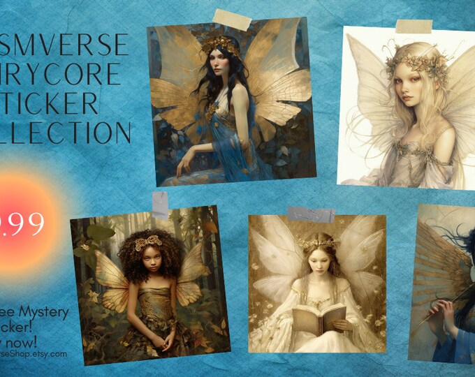 5 FAIRYCORE FANTASY STICKERS (3inches)  -- Fairycore, CottageCore, Junk Journal, Sticker lot, fantasy art