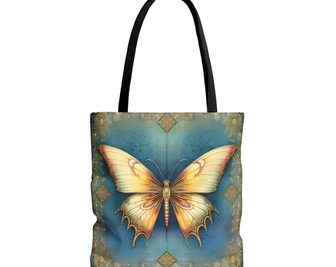BUTTERFLY TOTE BAG, Blue Butterfly Purse, Butterfly Market Bag, Butterfly Reusable Bag, Boho Bag