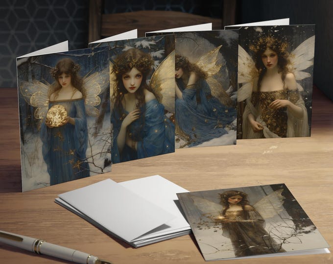 Christmas Angel Cards (5-Pack), Fantasy Christmas Cards, Angel Christmas Card, Fairy Cards, Magical Whimsical Card, Religious Holiday Card