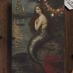 MERJUNGFRAU WEIHNACHTEN POSTKARTE Mermaidcore Feiertagskarte Meerjungfrau Feiertagskarte Whismcal Postkarte wunderliche Weihnachtskarte Fairycore Geschenk für Sie