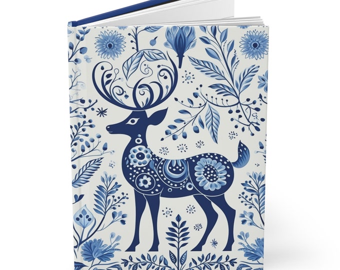 SCANDINAVIAN FOLK JOURNAL, Scandinavian Diary, Blue Scandinavian Notebook, Blue Diary, Cottagecore Diary,