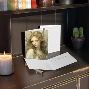 CHRISTMAS Greeting Cards, Christmas Angel Greeting Card, Holiday Stationery Set, Festive Note Cards, Religious Christmas Cards, Fairy Card