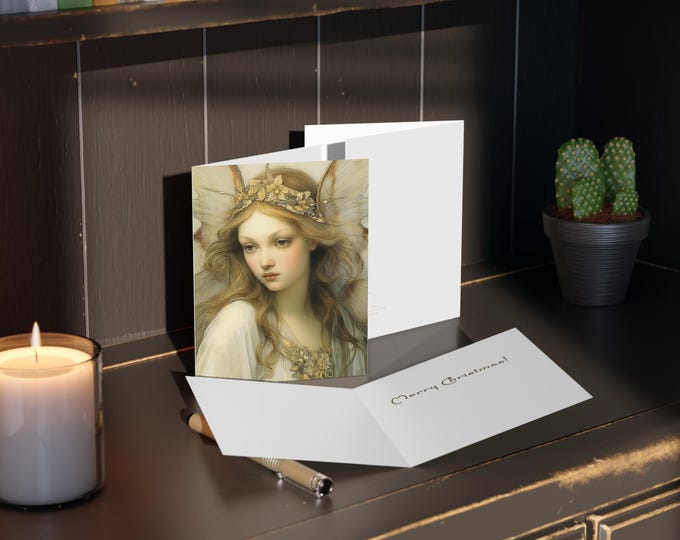 CHRISTMAS Greeting Cards, Christmas Angel Greeting Card, Holiday Stationery Set, Festive Note Cards, Religious Christmas Cards, Fairy Card