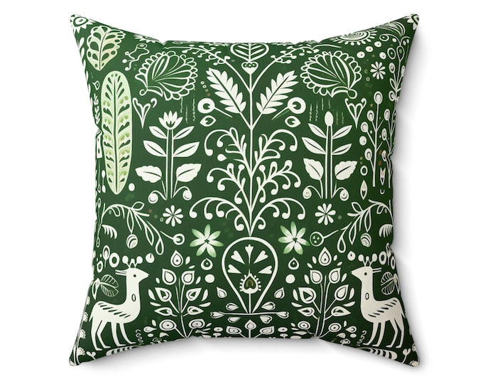 GREEN DOUBLE SIDED Scandinavian Pillow, Green Scandinavian Home Accent, Scandinavian Decor, Green Pillow, Green Cushion