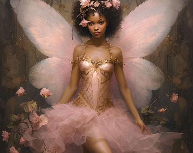 Black Fairy Sticker African American Fairy Black Ballerina Black Girl Magic Sticker Fairycore Sticker Ballerinacore Sticker Fantasy Sticker