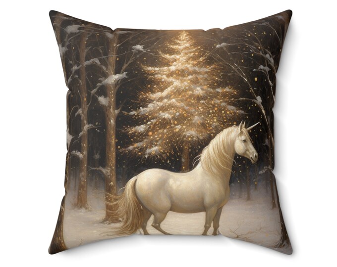 CHRISTMAS UNICORN PILLOW Christmas Pillow Christmas Fantasy Pillow Holiday Pillow Whimsical Christmas Magical Christmas Cushion Holiday