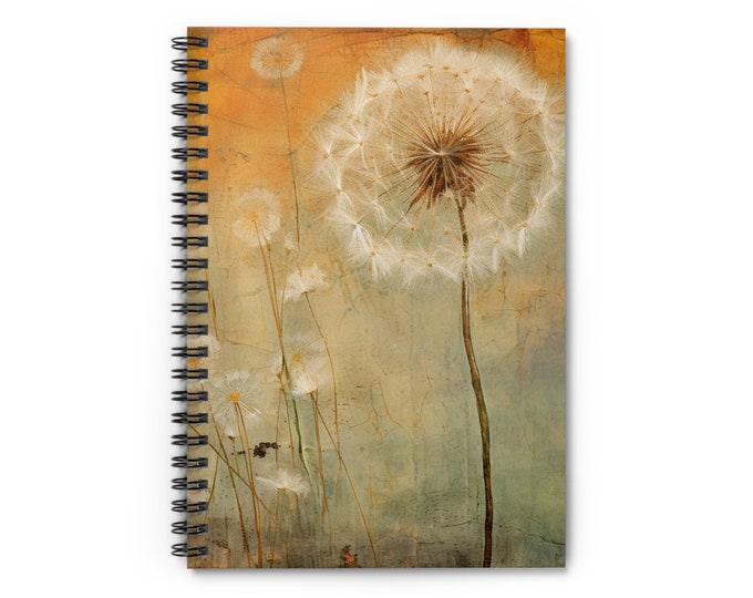 Orange Dandelion Spiral Softcover Notebook
