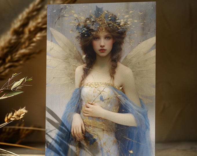 5 PACK -- Christmas Angel Fairy Postcard  4x6 Holiday Greeting | Fairy Christmas Card | Fantasy Holiday Art | Magical Christmas Gift for Her