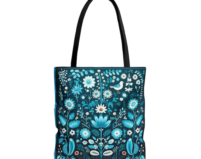 TURQUOISE TOTE BAG, Scandinavian Tote, Scandinavian Market Bag, Turquoise Purse, Turquoise Library Bag