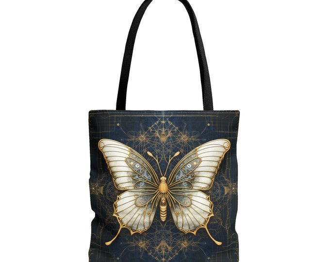 BUTTERFLY TOTE BAG, Steampunk Butterfly Bag, Butterfly Tote, Cottagecore Tote, Fairycore Tote, Butterfly Lover Market Bag,