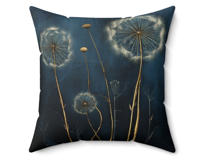 BLUE DANDELION PILLOW (14 x 14 & 20 x 20), Dandelion Collection, Cottagecore Pillow, Dandelion Cushion, Fairycore Pillow
