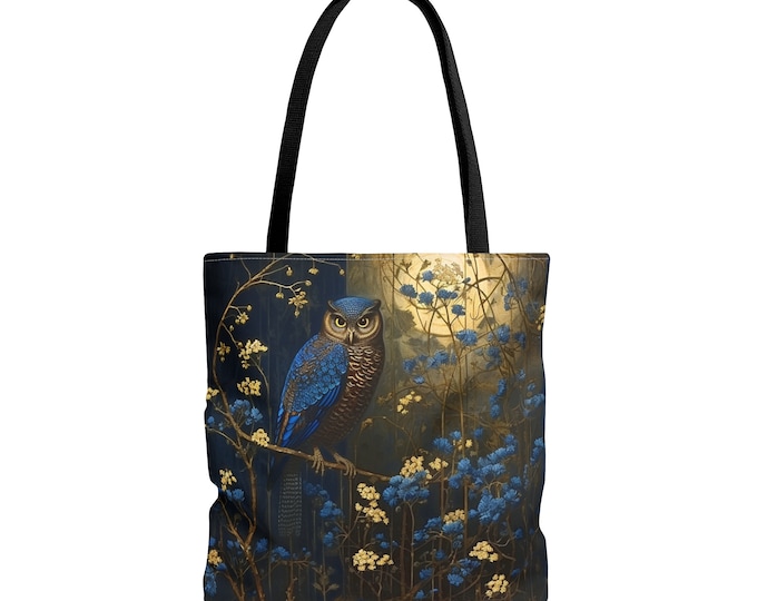 Wise Owl Tote Large (18 x 18), Cottagecore Tote, Owl Tote, Owl Library Tote, Fairycore Tote