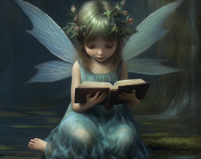 FAIRY CREATURE READING sticker Fairycore Sticker, Fantasy Sticker, Fairy Sticker Fantasy Art Sticker, Fairy Lover Sticker Gift for Her