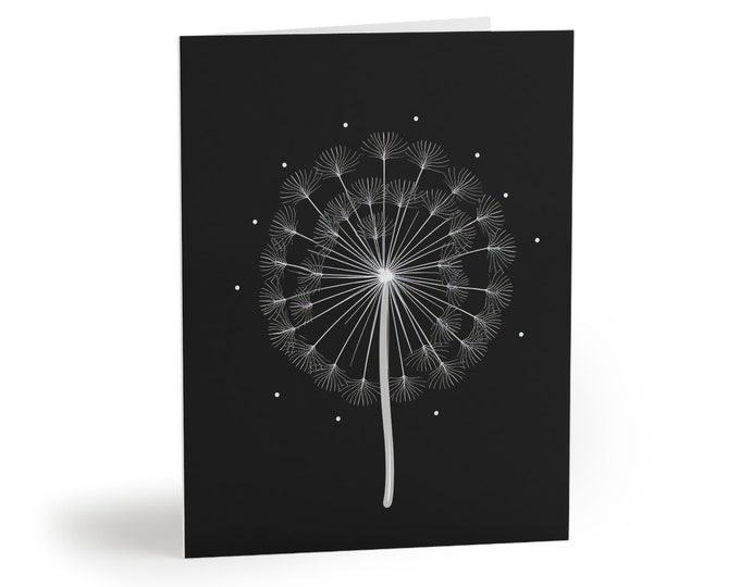 WINTER DANDELION CARD, Blank Christmas Card, Boho Christmas Card, Wildflower Christmas Card, Boho holiday card,