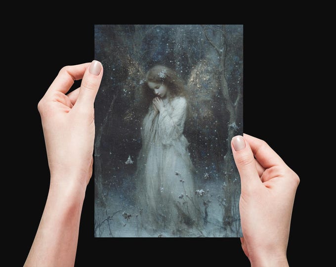 FAIRY ANGEL One Sided Christmas Card (5 x 7), Fairy Postcard, Fairy Christmas Postcard, Angel Postcard