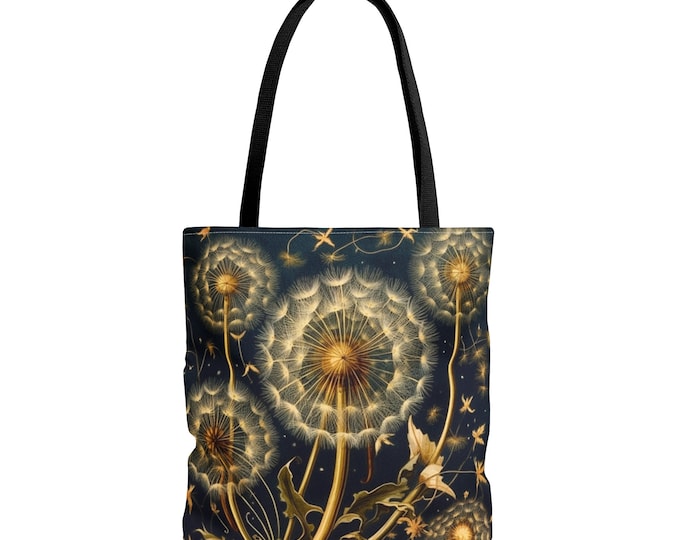 Night Dandelion TOTE BAG, Dandelion Tote bag, Fae tote bag, Shabby Chic Tote, Maximalist Tote bag, Dandelion Purse, Dandelion Market bag