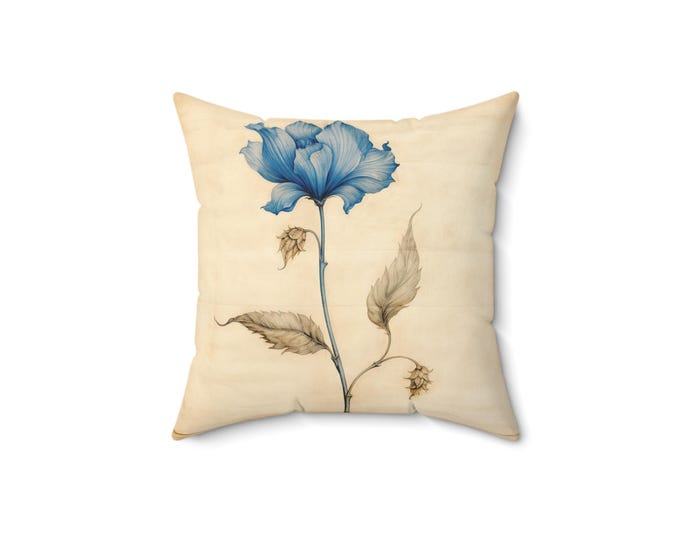 BLUE FLOWER PILLOW, Cottagecore Pillow, Fairycore Pillow, Boho Pillow