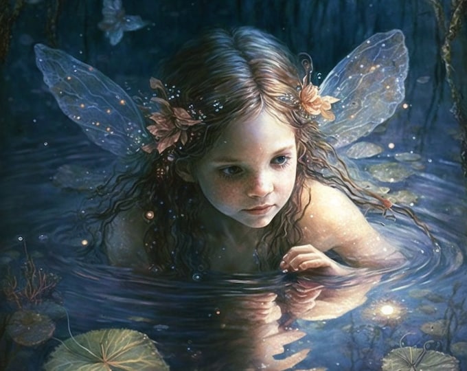 WATER FAIRY STICKER (A25), Fantasy Sticker, Fairy Sticker, Junk Journal Sticker, Fantasy Art Sticker, Fairytale sticker, Fairycore Sticker