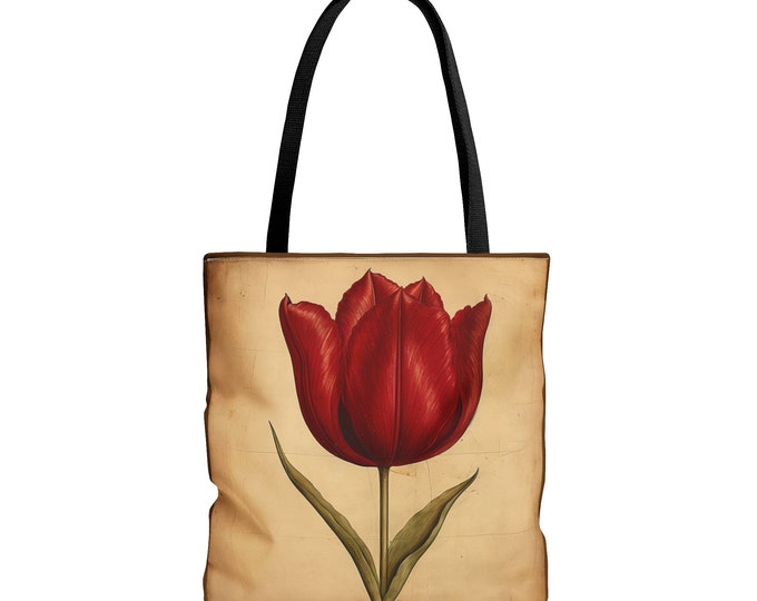 RED FLOWER TOTE bag, Red Flower Purse, Red Purse, Flower Lover Purse, Flower Lover Gift, Fairycore Market Bag