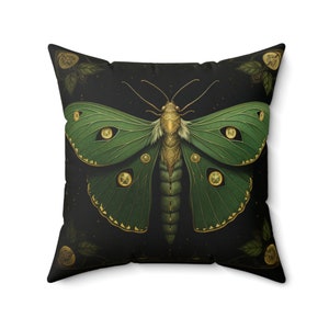 GREEN MOTH PILLOW, Green Pillow, Green Moth Cushion, Green Room Decor, Green Room Home accent, Cottagecore Pillow