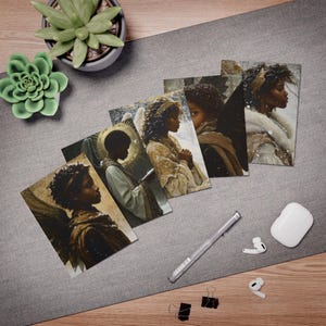 Cartes de voeux Black Angel, cartes de vœux afro-américaines, lot de 5 modèles multiples, cartes de Noël artistiques noires, ethniques religieux, carte de père Noël noire
