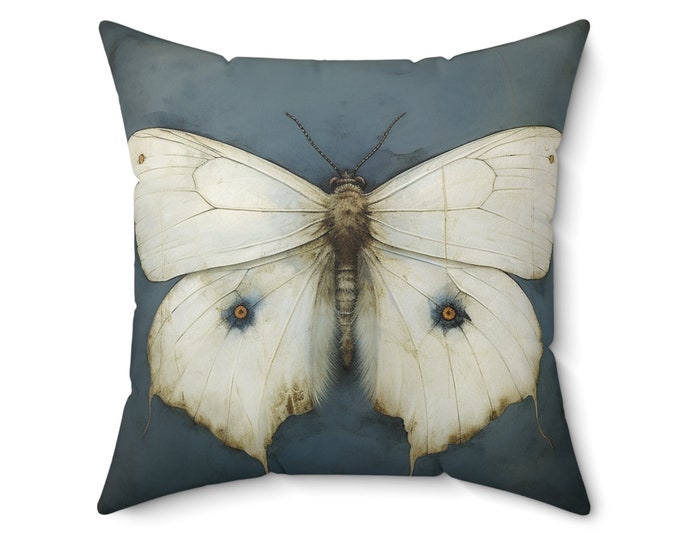 BLUE MOTH PILLOW (14 x 14 & 20 x 20), Moth Lover Home Accent, Moth Pillow, Moth Cushion