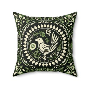 SCANDINAVIAN GREEN PILLOW, Scandinavian Folk Pillow, Scandinavian Room Decor, Scandinavian Home Accent