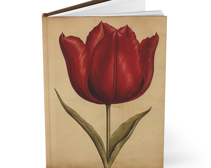 RED FLOWER JOURNAL, Flower Diary, Flower Notebook, Boho Notebook, Boho Diary, Fairycore Journal, Fairycore Notebook