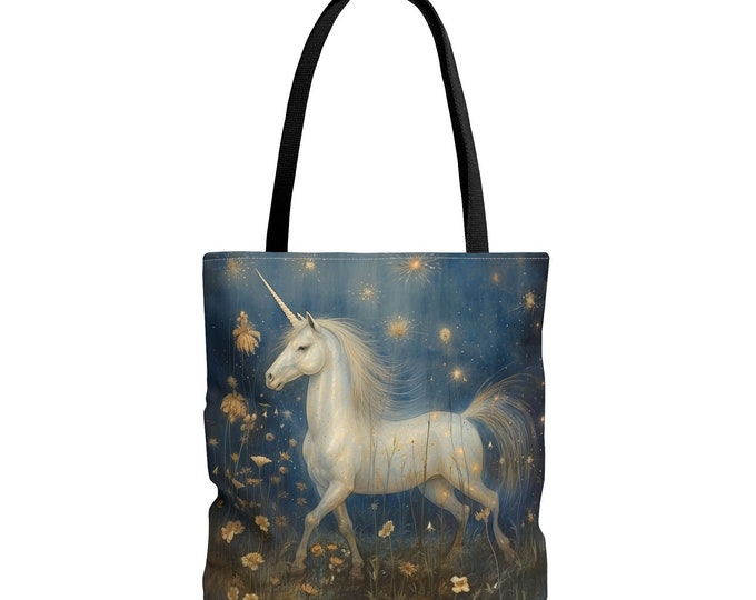Unicorn Tote Unicorn Purse Unicorn Reusable Bag Unicorn Library Bag Fairytale Purse Fantasy Purse Fairytale Bag Fantasy Lover Gift Fae Purse