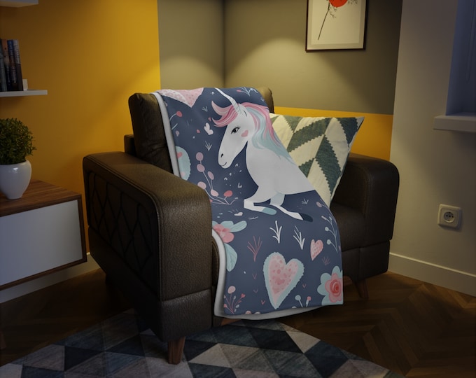UNICORN LOVE BLANKET, Valentine's Day Unicorn Blanket, Unicorn Lover Blanket, Fairycore Blanket, Unicorn Throw,