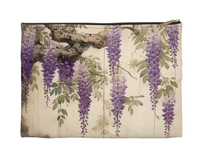 PURPLE FLOWER POUCH, Fairycore Accessory Bag, Fairycore Make Up Bag, Fairycore Pencil Pouch, Cottagecore Pouch, Cottagecore Make Up Bag