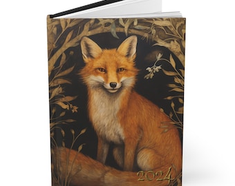 FOX 2024 Notebook, 2024 Fox Journal, 2024 Fox Diary, 2024 Cottagecore Notebook, Fox Lover Diary, Fox Lover Journal,