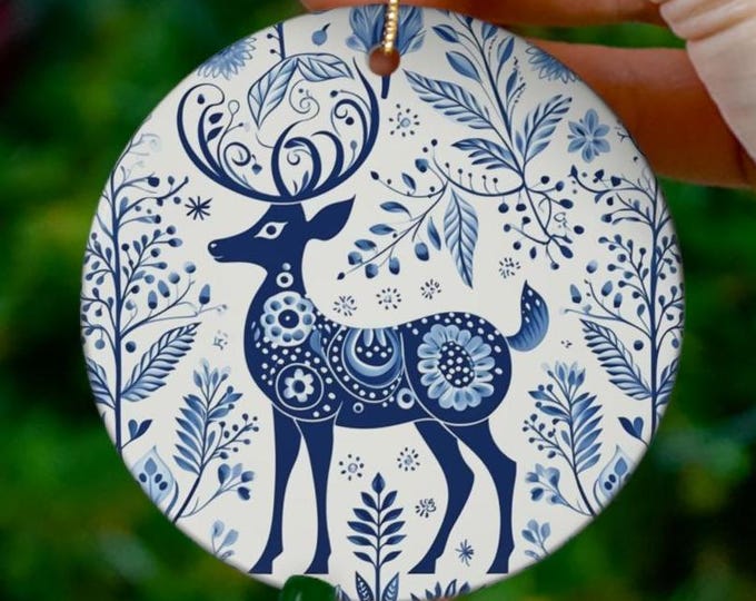 SCANDINAVIAN DEER ORNAMENT, Scandinavian Christmas Ornament, Boho Ornament, Viking Ornament, Nordic Christmas Ornament, Fairycore Christmas