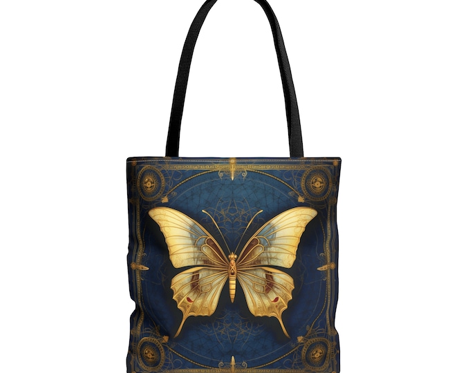 BUTTERFLY TOTE BAG Blue Butterfly Market Bag Butterfly Reusable Bag Boho Tote Bag Blue Purse Butterfly Purse Cottagecore Purse Gift for Her