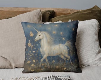 UNICORN PILLOW (2 sizes), Unicorn Cushion, Unicorn Lover Pillow, Unicorn Home Accent, Fantasy Pillow, Fairytale Pillow, Fantasy Cushion