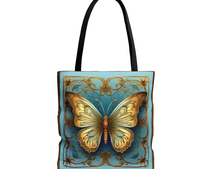 Ornate Blue and Espresso Tote Bag