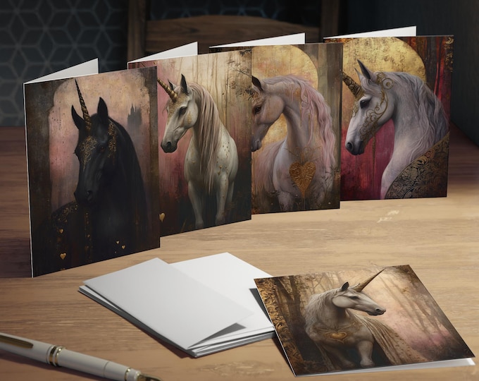 UNICORN VALENTINE'S CARDS (5 pack), Magical Valentine's Card, Fantasy Valentine's Cards, Fairytale Valentine's Day, Whimsical Valentine