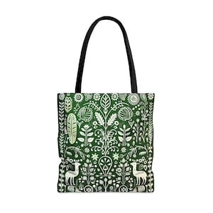 GREEN SCANDINAVIAN MARKET Bag, Green Tote Bag, Scandinavian Purse, Green Scandinavian Book Bag, Green Reusable Bag,