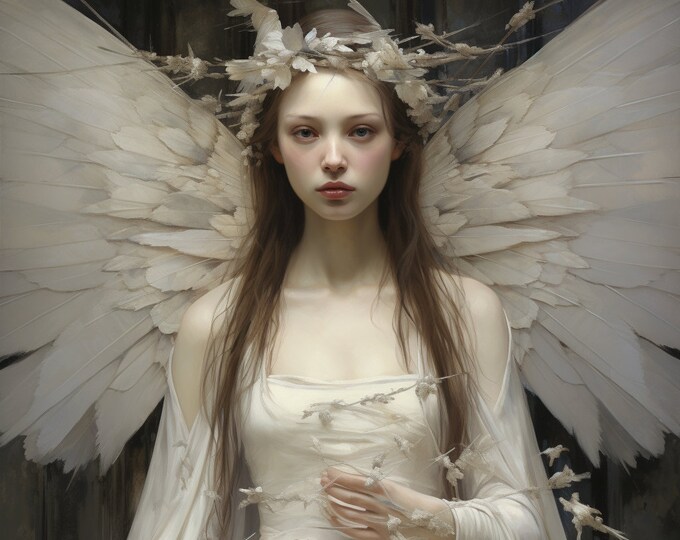 The WHITE FAIRY QUEEN Angel sticker!! - 3inch, Fairycore Sticker, Cottagecore Sticker, Fantasy Art Sticker, Angel Sticker