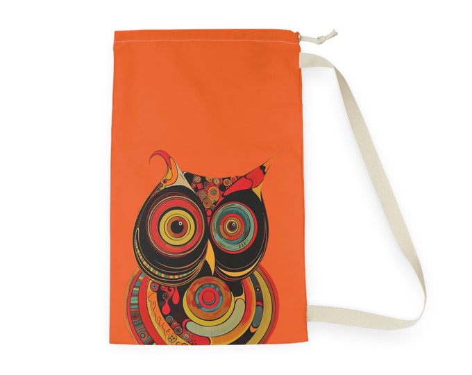 Sassy Owl Orange Laundry Bag, Owl Lover Bag, Owl Bag,