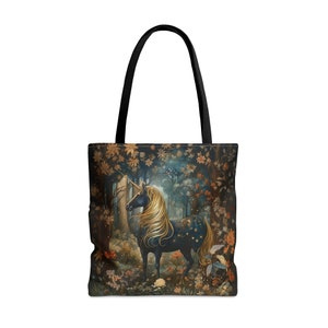 Black Unicorn in the Woods Tote bag (18 x 18)