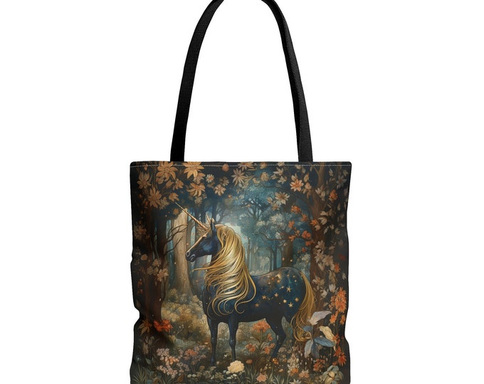 Black Unicorn in the Woods Tote bag (18 x 18)