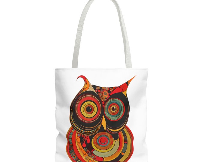 Sassy OWL TOTE BAG (18 x 18), 70s Owl Tote, Owl Reuseable Bag, Owl Purse